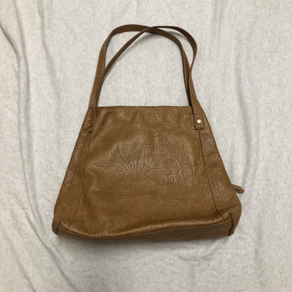 NWOT American Leather Co Liberty Shopper Bag Purse Tooled Embossed Floral Hobo